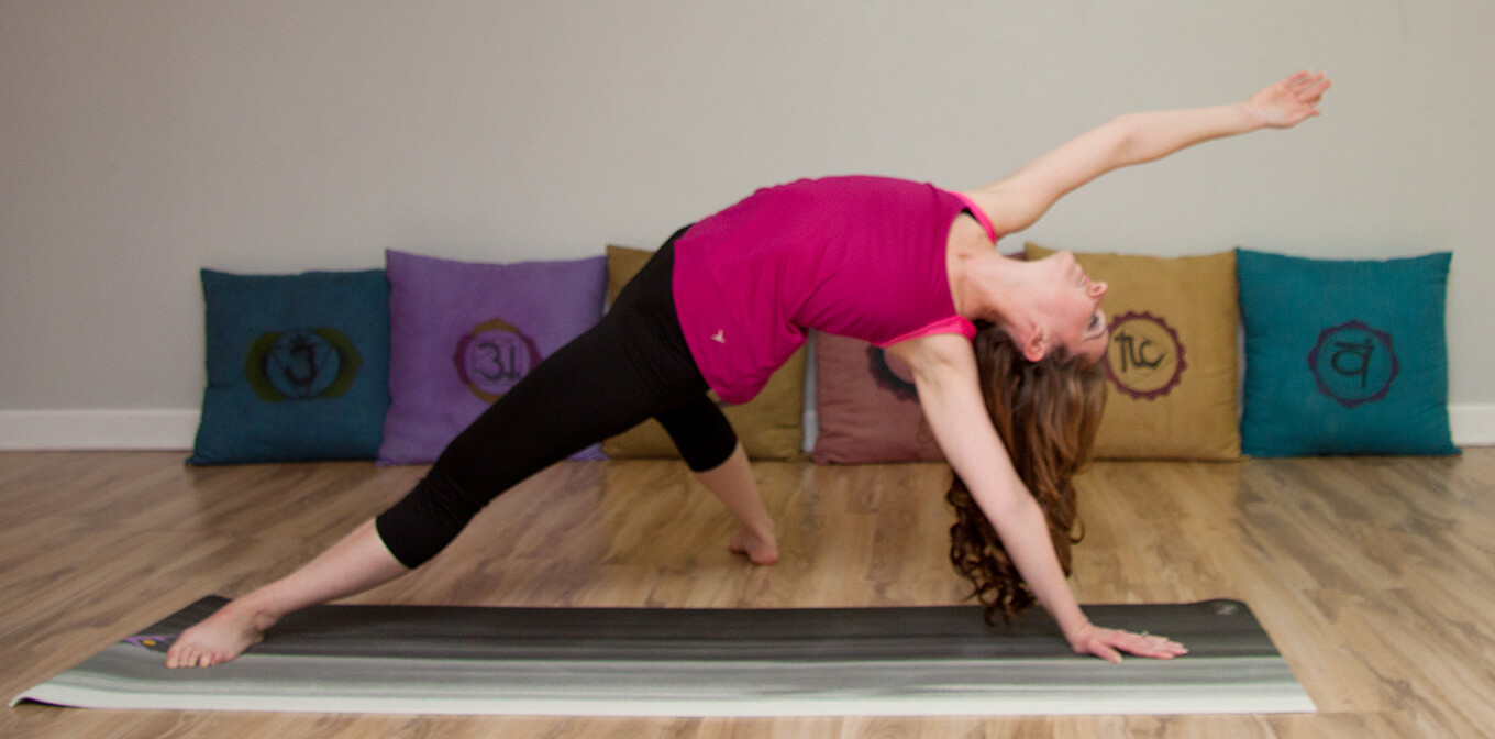 Donna showing a wild thing pilates stance