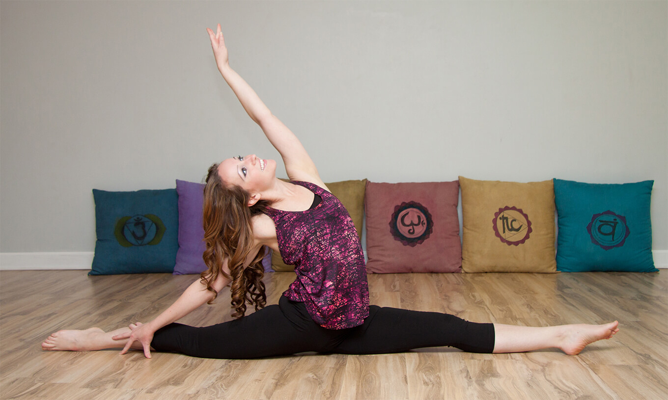 Donna demonstrating how to do a split